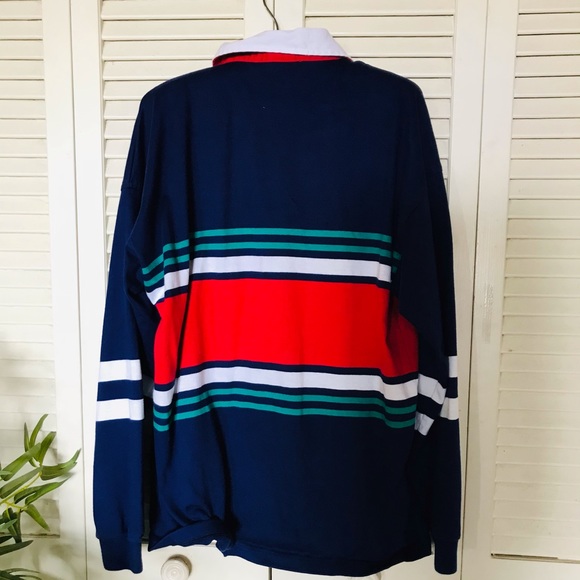 Gant Rugger Red Blue Green White stripe polo shirt - Picture 6 of 11